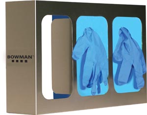 Bowman Glove Box Dispenser, Triple with Dividers, Stainless Steel