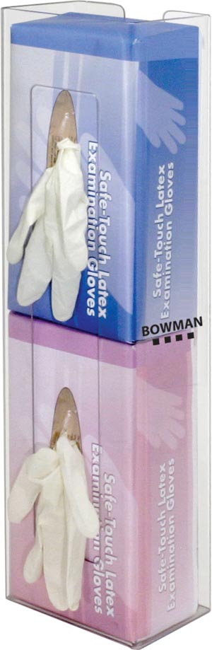 Bowman Vertical Double, Space Saver Glove Dispenser, Clear PETG Plastic