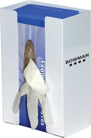 Bowman White Powder Coated Metal Single Large Capacity Glove Dispenser with Flexible Spring