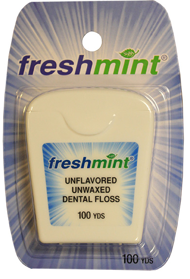 New World Imports Freshmint® Dental Floss, Unflavored, Unwaxed, 100 yds