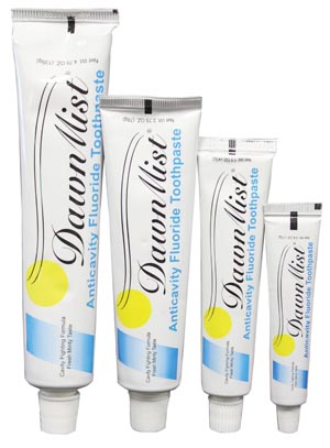 Dukal Dawnmist Toothpaste, White Gel, Fluoride, .6 oz Tube, 144/bx