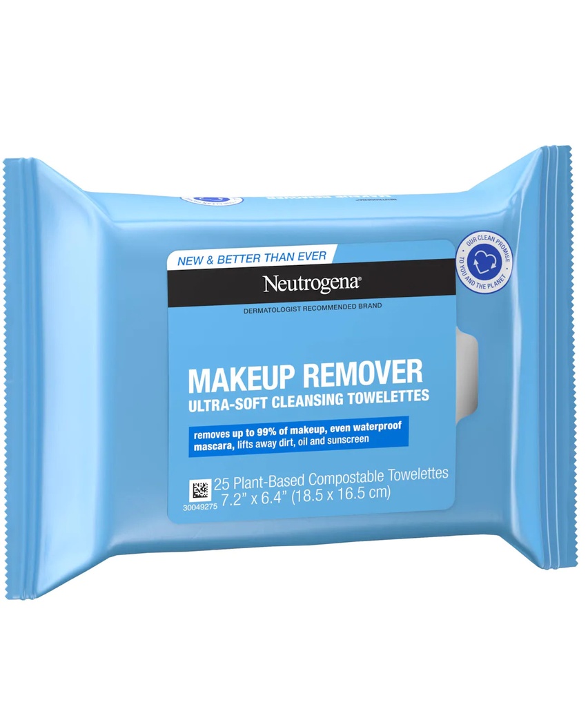 Johnson & Johnson Neutrogena Compostable Makeup Remover Cleansing Towelettes, 6 Pack/Case