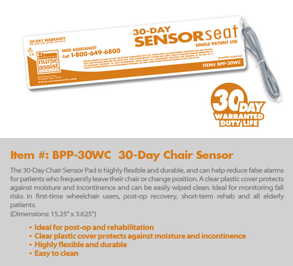 Nurse Assist Fall Sensors - Sensor Pad, Chair, 30-Day