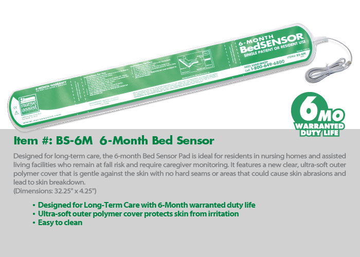 Nurse Assist Fall Sensors - Sensor Pad, Bed, 6-Month