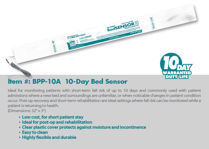 Nurse Assist Fall Sensors - Sensor Pad, Bed, 10-Day