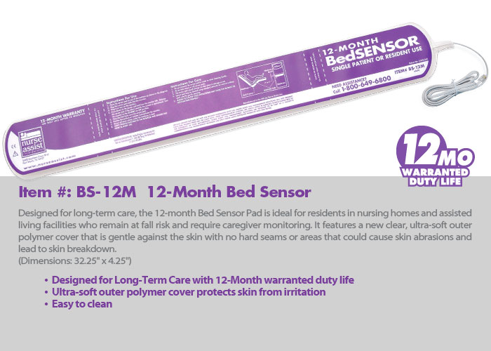 Nurse Assist Fall Sensors - Sensor Pad, Bed, 12-Month