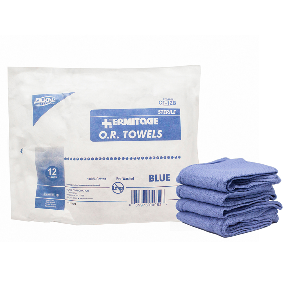 Dukal 17 x 26 inch Sterile Operating Room Towels, Blue, 72/Pack