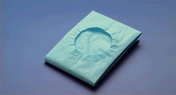 Busse Towels/Drapes, 3" Round Fenestration, Sterile, Blue/ White, 50/dispenser bx