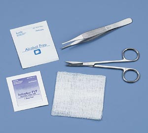 Busse Suture Removal Kits, 1 Scissors, Straight, 1 Forceps, 1 L. Alcohol Prep Pad, Sterile
