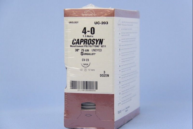 Medtronic Caprosyn 30 inch 1/2 Circle Size 4-0 CV-23 Monofilament Absorbable Suture, 36/Box
