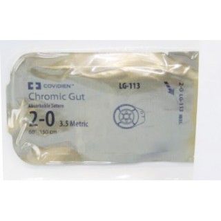 Medtronic Chromic Gut 60 inch Size 2-0 Reel Sterile Absorbable Suture, 24/Box