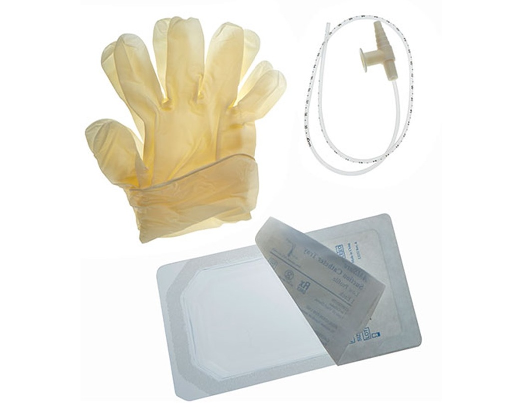 Amsino Amsure® Mini Suction Catheter Kits & Trays, 18FR, 23", Whistle Tip, 1 pr of Vinyl Gloves