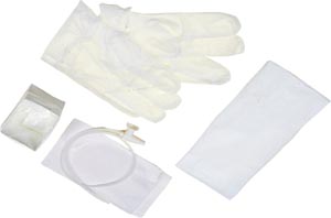Amsino Amsure® Suction Catheter Kits & Trays, 18FR, Solution Cup & 1 pr of Vinyl Gloves
