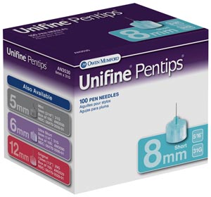 Owen Mumford Unifine® Pentips Short Pen Needle, 8mm, 31G