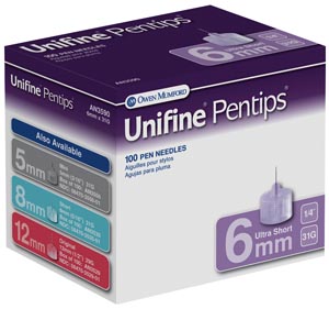 Owen Mumford Unifine® Pentips Ultra-Short Pen Needle, 6mm, 31G