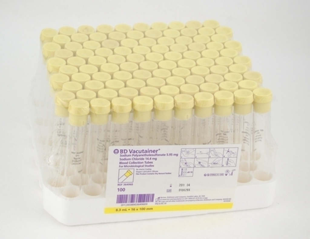 BD Vacutainer 16 mm x 100 mm SPS Glass Blood Collection Tubes w/ Conventional Stopper, 1000/Case