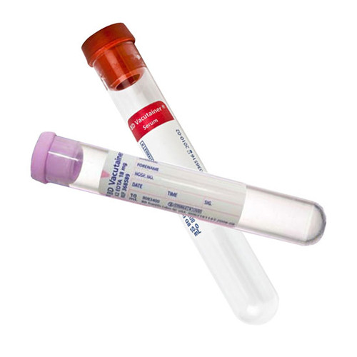 BD Vacutainer SPC Glass Blood Collection Tubes Set w/ Conventional Stopper, Red & Lavender, 1000/Case