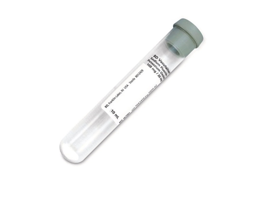 BD Vacutainer 16 mm x 100 mm Glass Fluoride Blood Collection Tubes w/ Conventional Stopper, Gray, 1000/Case