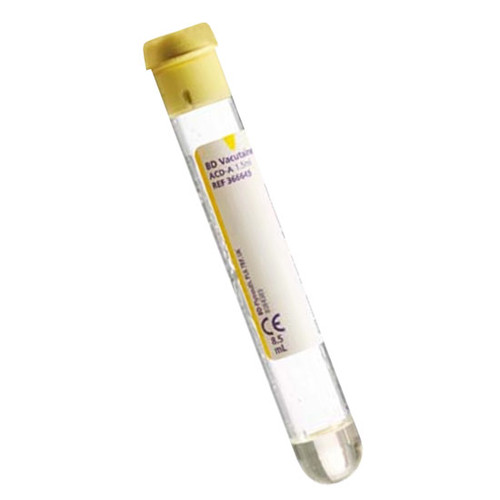 BD Vacutainer 13 mm x 100 mm ACD Glass Blood Collection Tubes w/ Conventional Stopper, Yellow, 1000/Case