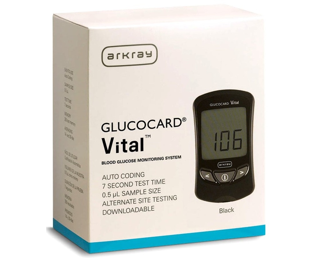 Arkray Glucocard® Vital™ Blood Glucose Black Meter & 10-Test Strips