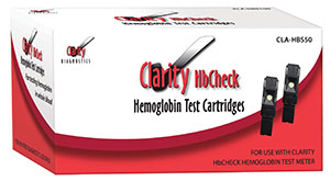 Clarity HbCheck Hemoglobin Strips, CLIA Waived, Packaged 10 strips/vial