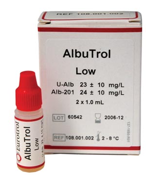 Hemocue Eurotrol® Controls, AlbuTrol, High Level, 1mL/vial, 2 vials/bx