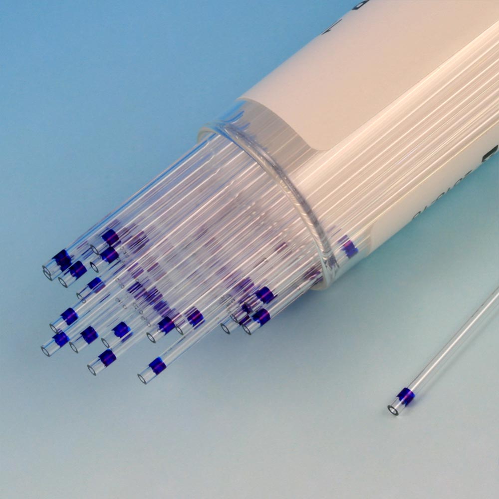 Globe Scientific 100% Plastic Micro-Hematocrit Capillary Tubes w/ Blue Tip, 1000/Box