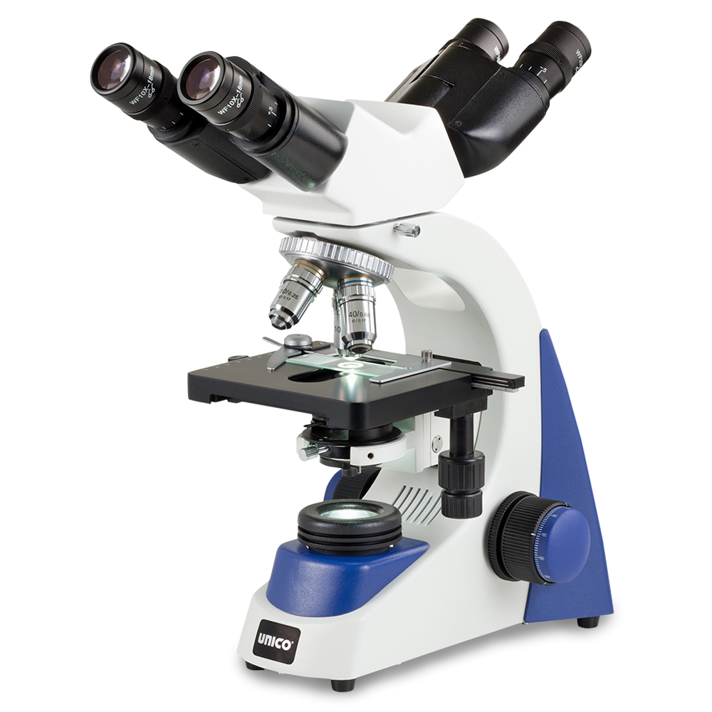 Unico Dual Binocular WF10X/18 High-Eyepoint Eyepiece 4X/10X/40X/100X(oil) Infinity Plan Achromatic Objective Microscope