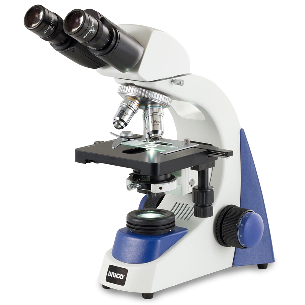 Unico Binocular WF10X/18 High-Eyepoint Eyepiece 4X/10X/40X/100X(oil) Infinity Plan Achromatic Objective Microscope