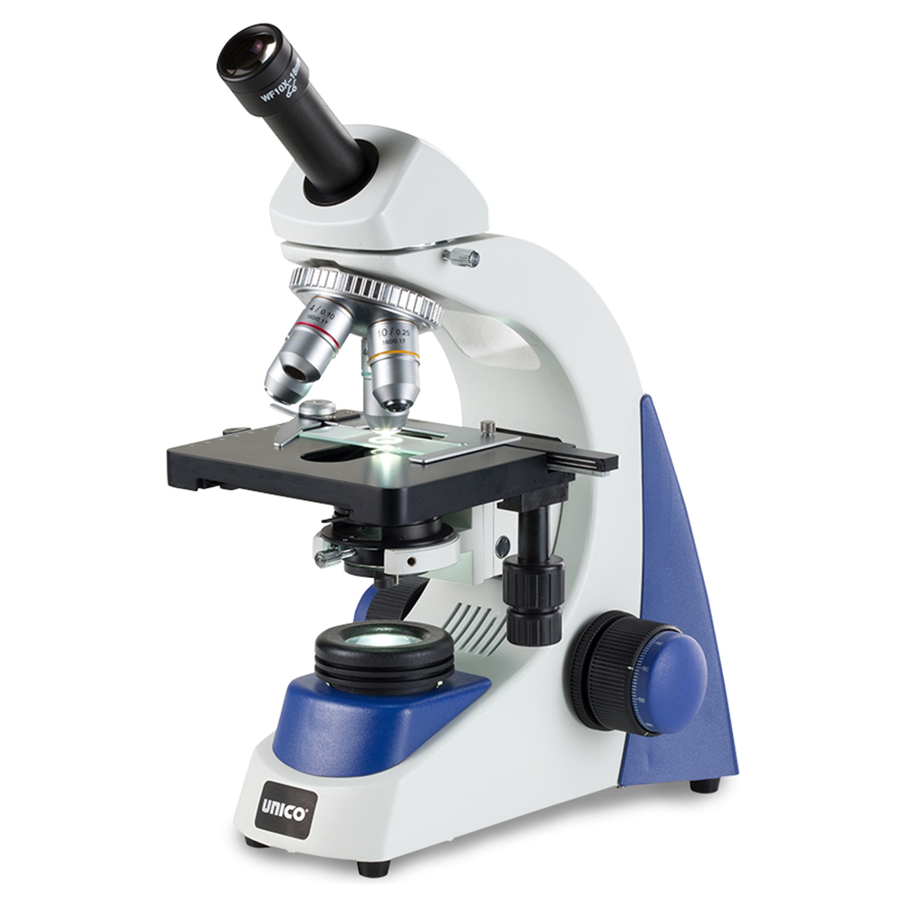 Unico Monocular WF10X/18 High-Eyepoint Eyepiece 4X/10X/40X/100X(oil) Semi-Plan Objective Microscope