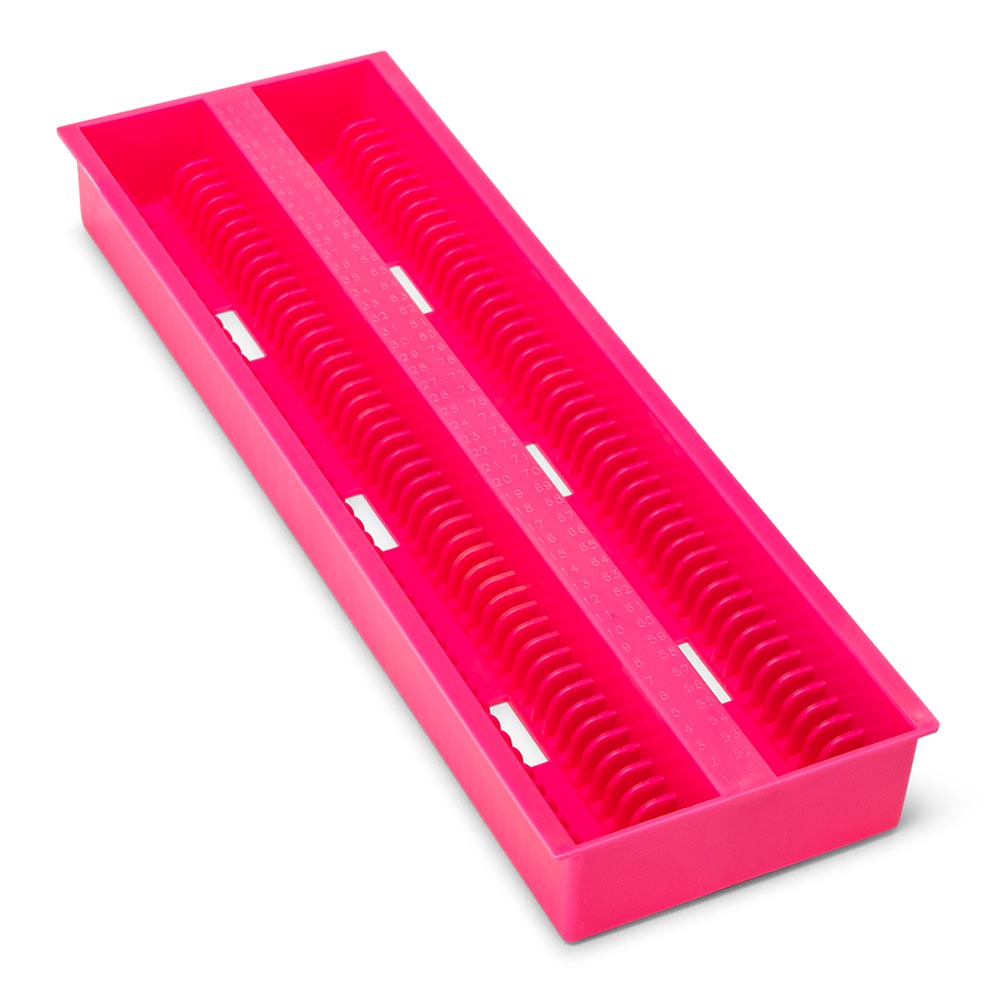 Globe Scientific 100-Place ABS Draining Tray for Slide Storage Box, Pink