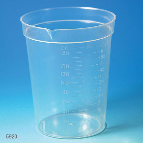 Globe Scientific 6.5 oz PP Specimen Collection Cup w/ Pour Spout, 500/Case