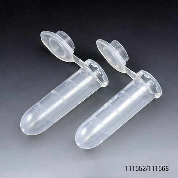 Globe Scientific 2 ml PP Microcentrifuge Tubes w/ Attached Snap Cap, Clear, 1000/Bag