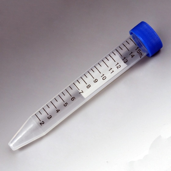 Globe Scientific 15 ml PP Non-Sterile Centrifuge Tube w/ Separate Blue Screw Cap, 500/Case