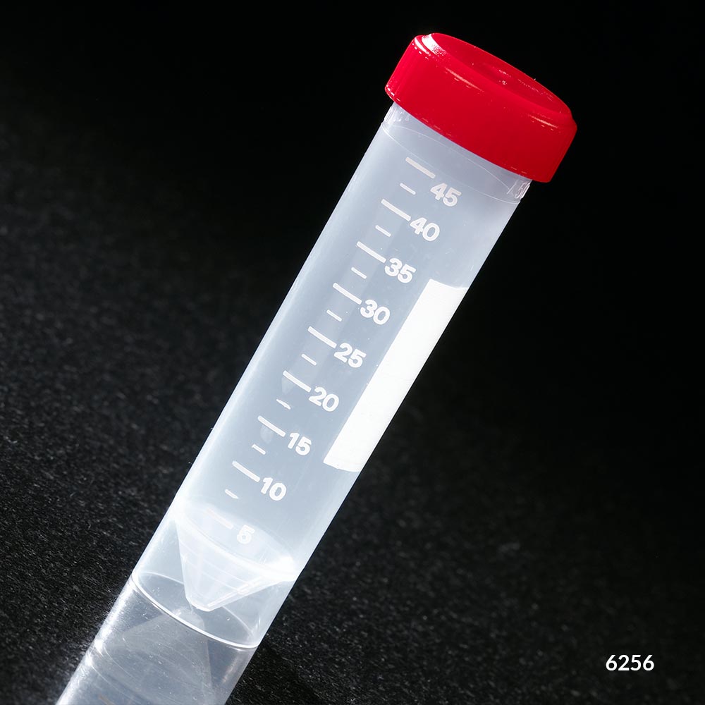 Globe Scientific 50 ml PP Sterile Transport Tube w/ Red Screw Cap, 500/Case
