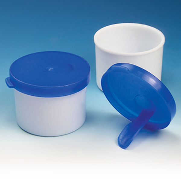 Globe Scientific 20 ml PP Fecal Collection Containers w/ Blue Cap & Spoon, White, 1200/Case
