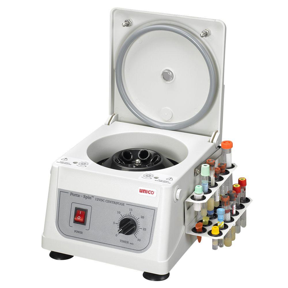 Unico Powerspin 12VDC 6 Place Fixed Speed Porta-Spin Portable PX Centrifuge Rotor with 18 Place Tube Holdster Rack