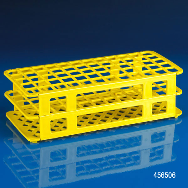 Globe Scientific 60-Place PP Plastic Snap-N-Rack for 16 & 17 mm Test Tube, Yellow