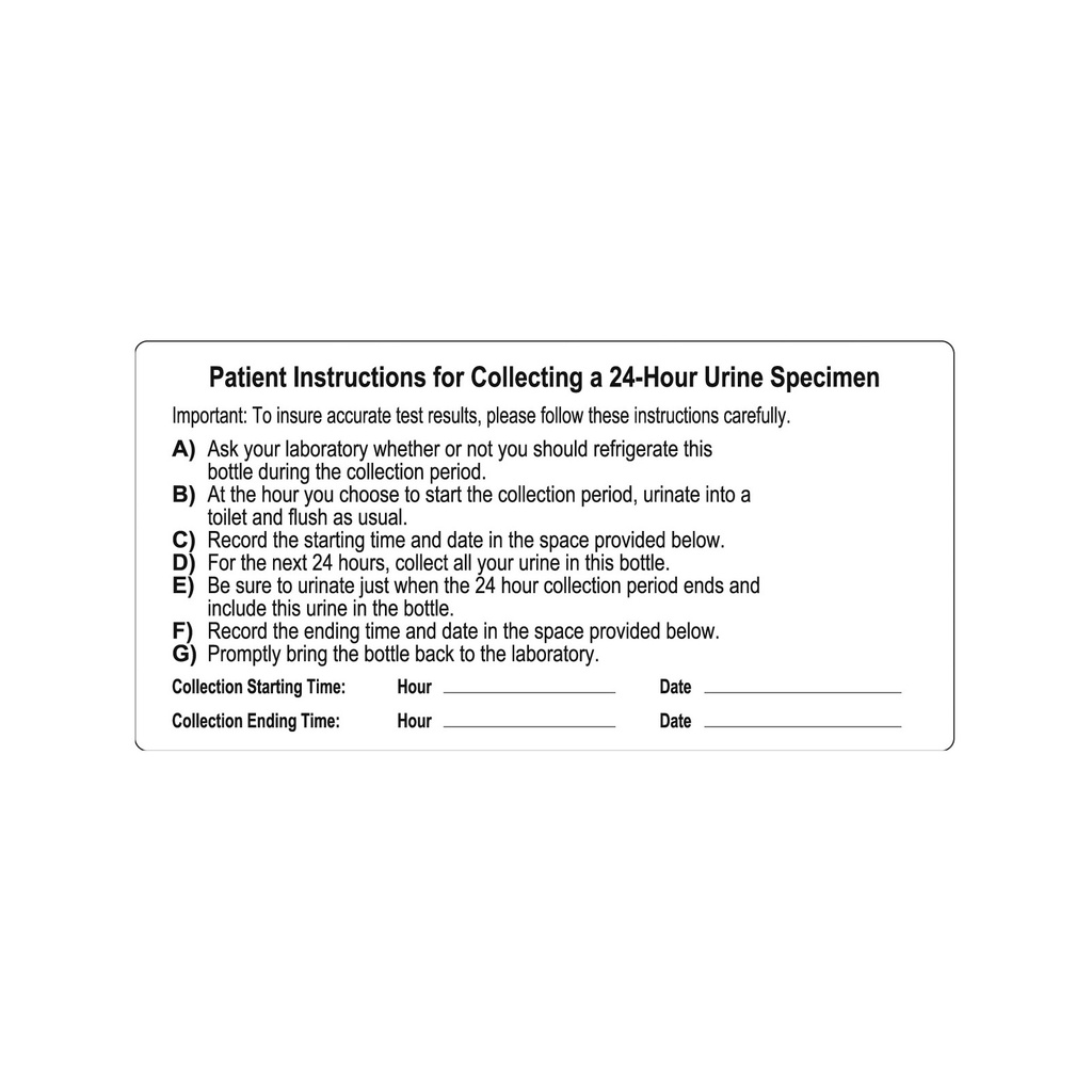 Simport Urisafe® Patient Instruction Label