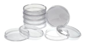 Simport Petri Dish, 9 x 50mm, No Pads, Frosted Top Permits Labeling