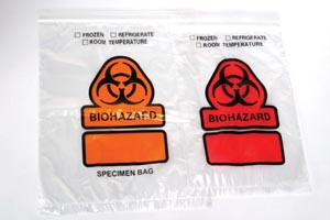 RD Plastics Specimen Transport Bag, Printed BIOHAZARD, 8" x 10"