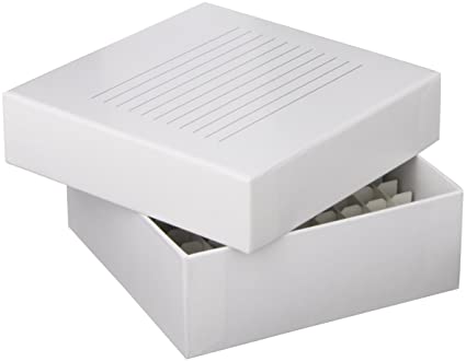 Globe Scientific Cardboard Storage Box for 2" x 12 mm Tubes, White, 96/Case