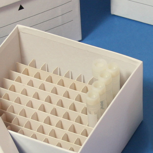 Globe Scientific Cardboard Storage Box for 2" x 15 mm Tubes, White, 96/Case
