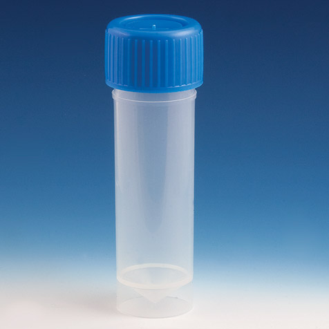 Globe Scientific 30 ml PP Non-Sterile Transport Tube w/ Attached Blue Screw Cap, 500/Case