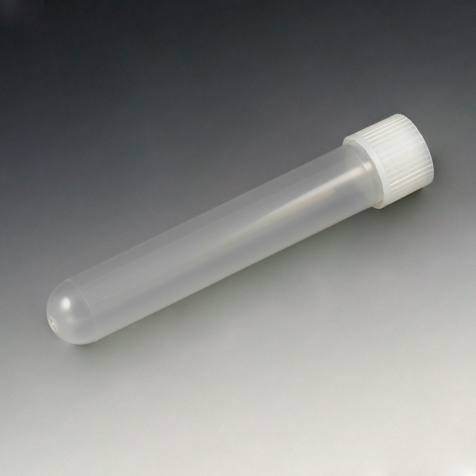 Globe Scientific 10 ml PP Test Tubes w/ Attached Natural Screw Cap, 1000/Case