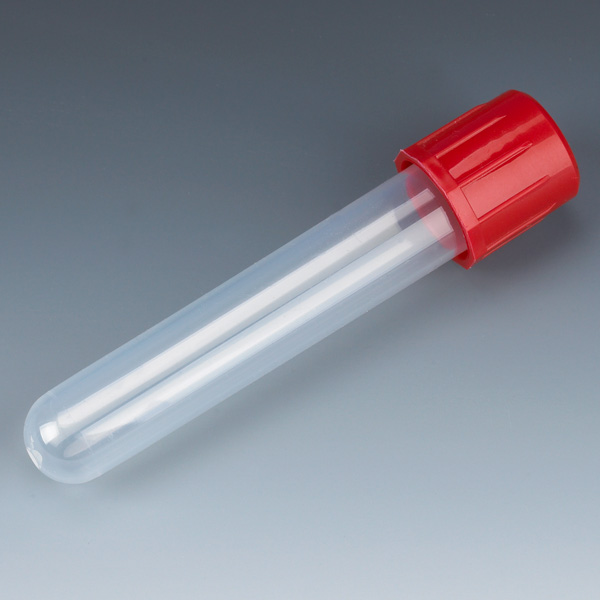 Globe Scientific 5 ml PP Non-Sterile Test Tubes w/ Attached Red Screwcap, 1000/Case
