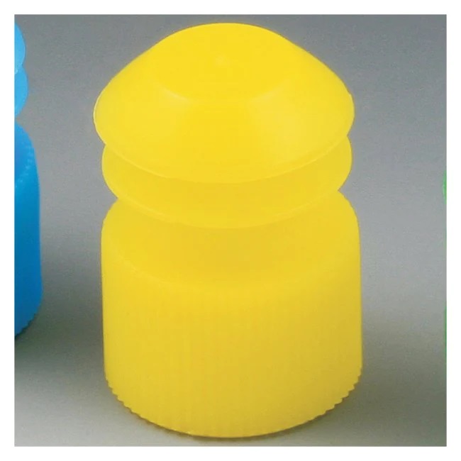 Globe Scientific PE Flange Plug Caps for 16 mm Test Tubes, Yellow, 1000/Bag