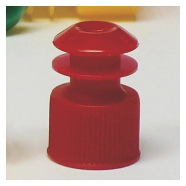 Globe Scientific LDPE Flange Plug Caps for 12 mm Test Tubes, Red, 1000/Bag
