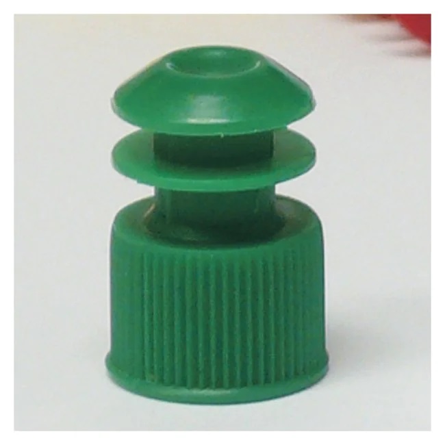 Globe Scientific LDPE Flange Plug Caps for 12 mm Test Tubes, Green, 1000/Bag