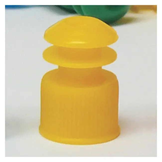 Globe Scientific LDPE Flange Plug Caps for 13 mm Test Tubes, Yellow, 1000/Bag
